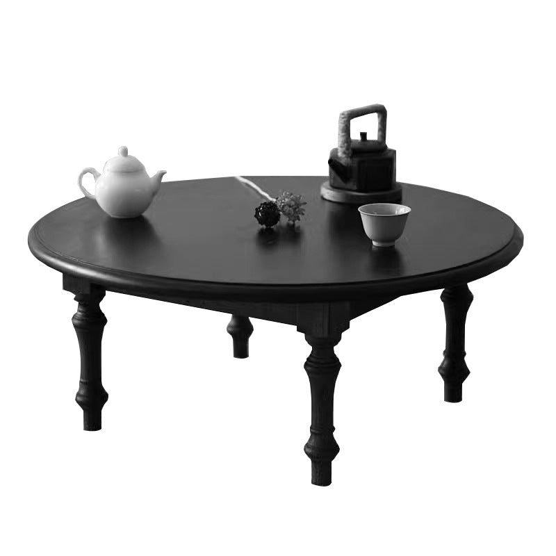 Modern Shabby Chic Pine Wood Round Tatami Bay Window Coffee Table 1-Tier For Living Room