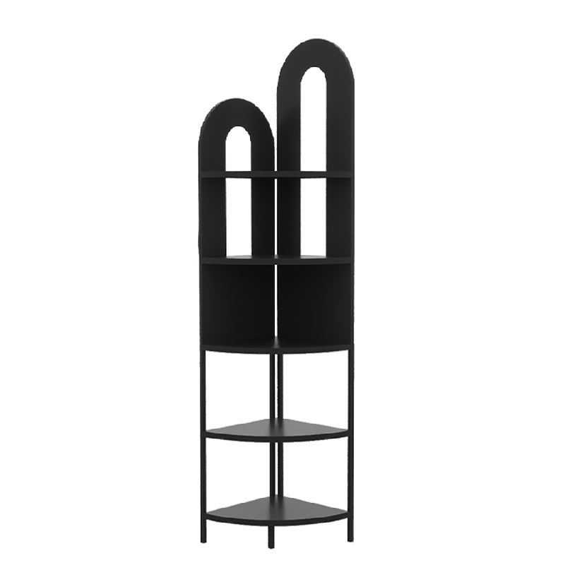 Traditional French Arched Fan-Shaped Iron Floor-Standing Corner Storage Shelf 5-Tier For Living Room