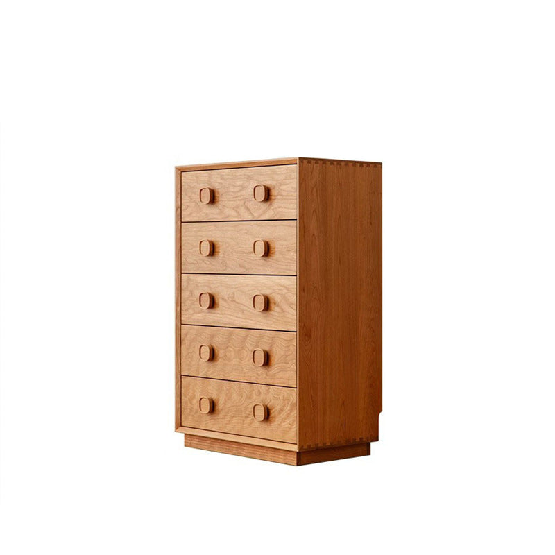 Traditional Rustic Cherry Wood Pine Solid Wood Multilayer Board Rectangular Large Capacity Storage Cabinet 5-Drawers For Living Room