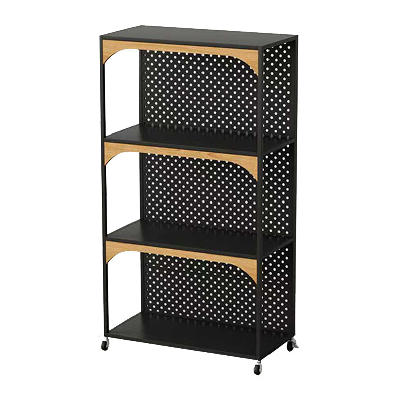 Contemporary Industrial Iron Fiberboard Rectangular Movable Display Rack 2/3-Tier For Living Room