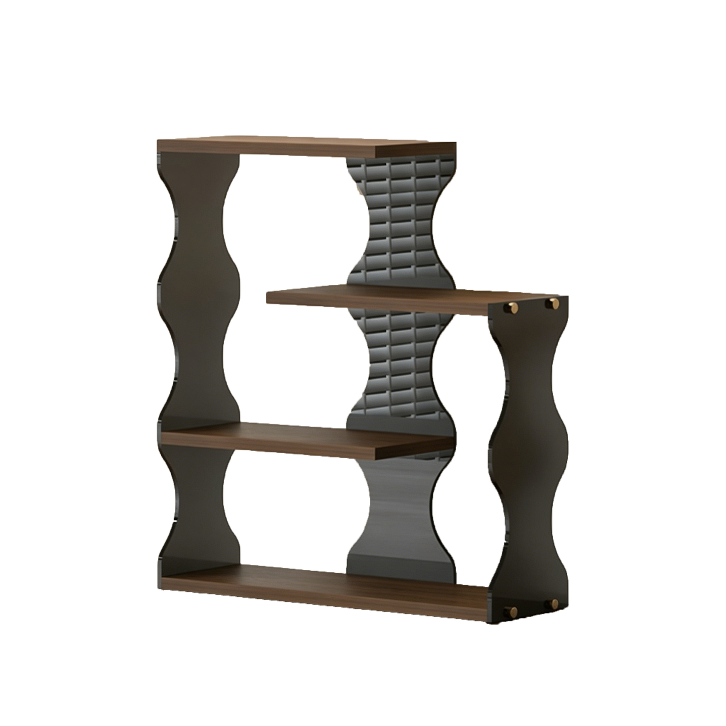 Modern Minimalist MDF Acrylic Wavy-Edged Rectangular Desktop Cup Storage Shelf 4-Tier For Dining Room