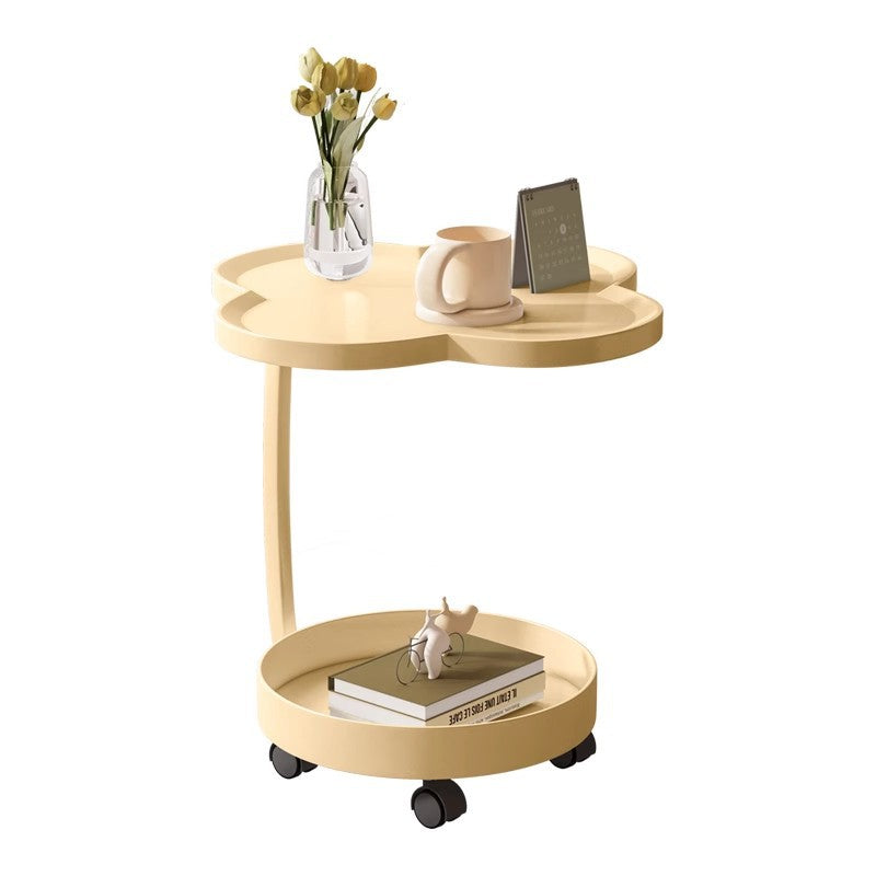 Contemporary Creative PP Carbon Steel Clover Shape Round End Table 2-Tier For Living Room