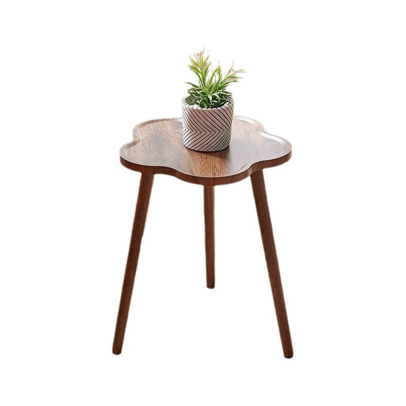 Contemporary Creative Solid Wood Plum Blossom Shape End Table 1-Tier For Living Room