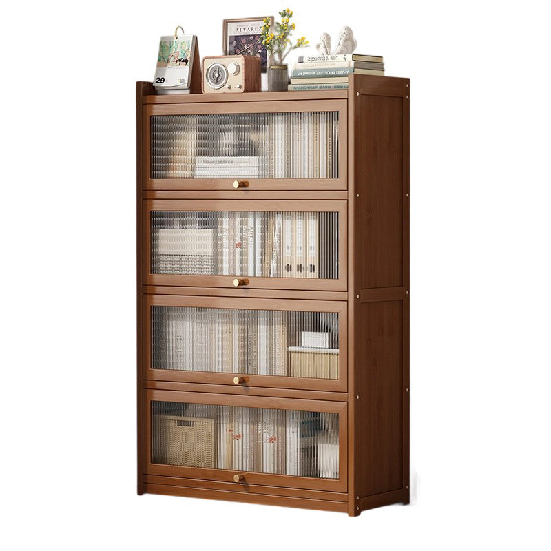 Traditional Vintage Acrylic Bamboo Rectangular Bookshelf With 5 Tiers For Living Room