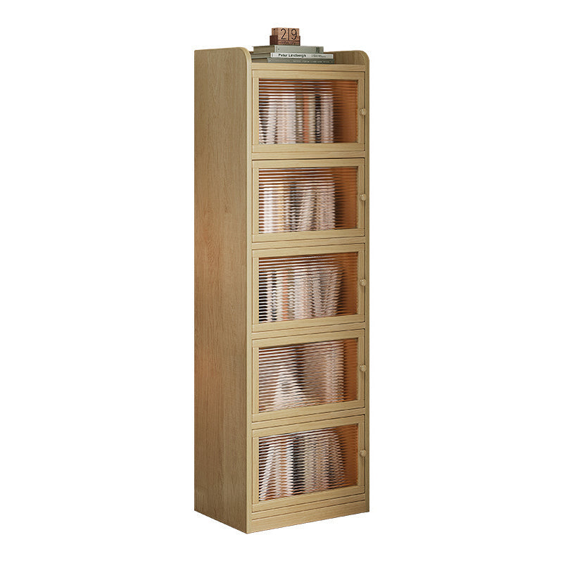 Modern Minimalist Solid Wood Acrylic Rectangular Storage Cabinet 6-Tier For Living Room