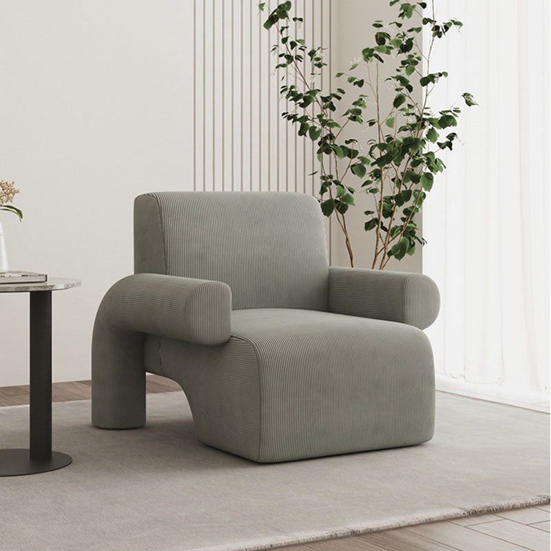 Modern Luxury Corduroy Tech Sherpa Fabric Solid Wood Rounded Square Accent Chair With Backrest Armrests For Living Room