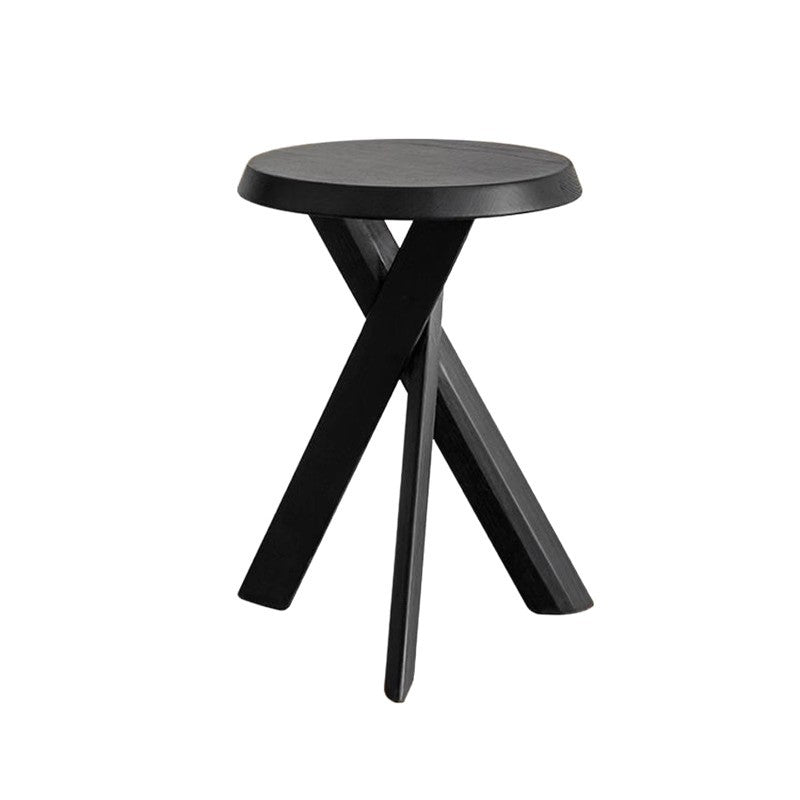 Traditional Vintage Rubberwood Round Cross Side Table 1 Tier For Living Room