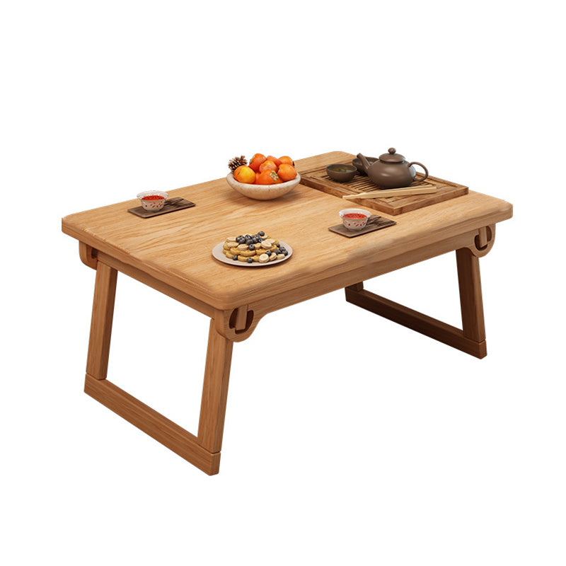 Traditional Japanese Pine Wood Rubberwood Foldable Rectangular Coffee Table 1 Tier For Living Room