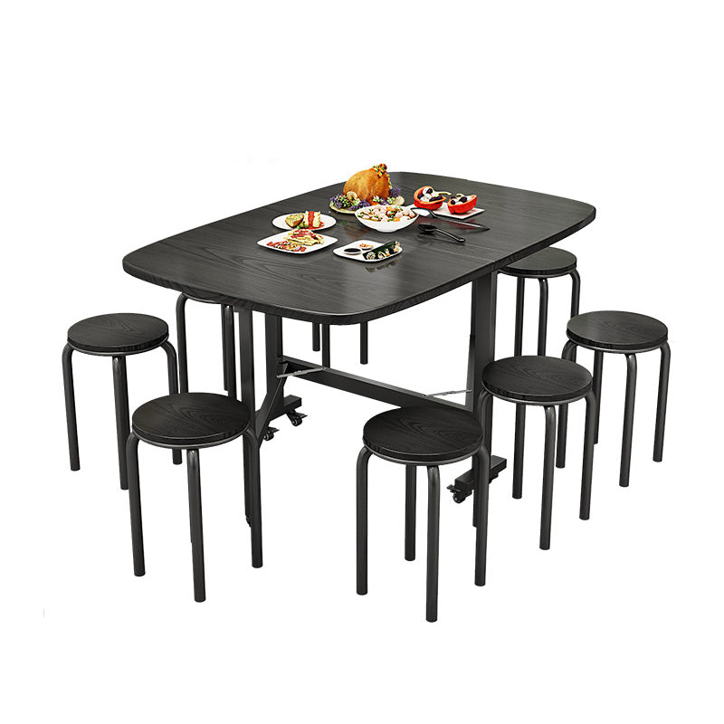 Modern Minimalist Medium Density Fiberboard Iron Rounded Rectangular Coffee Table 1-Tier For Living Room