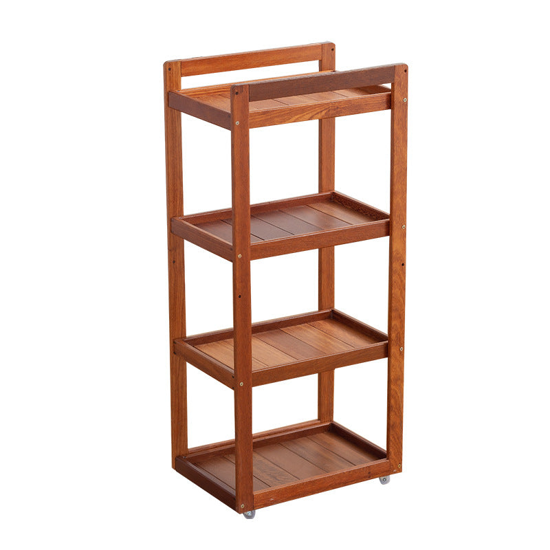 Traditional Vintage Solid Wood Plywood Rectangular Mobile Storage Shelf 2/3/4-Tier For Living Room