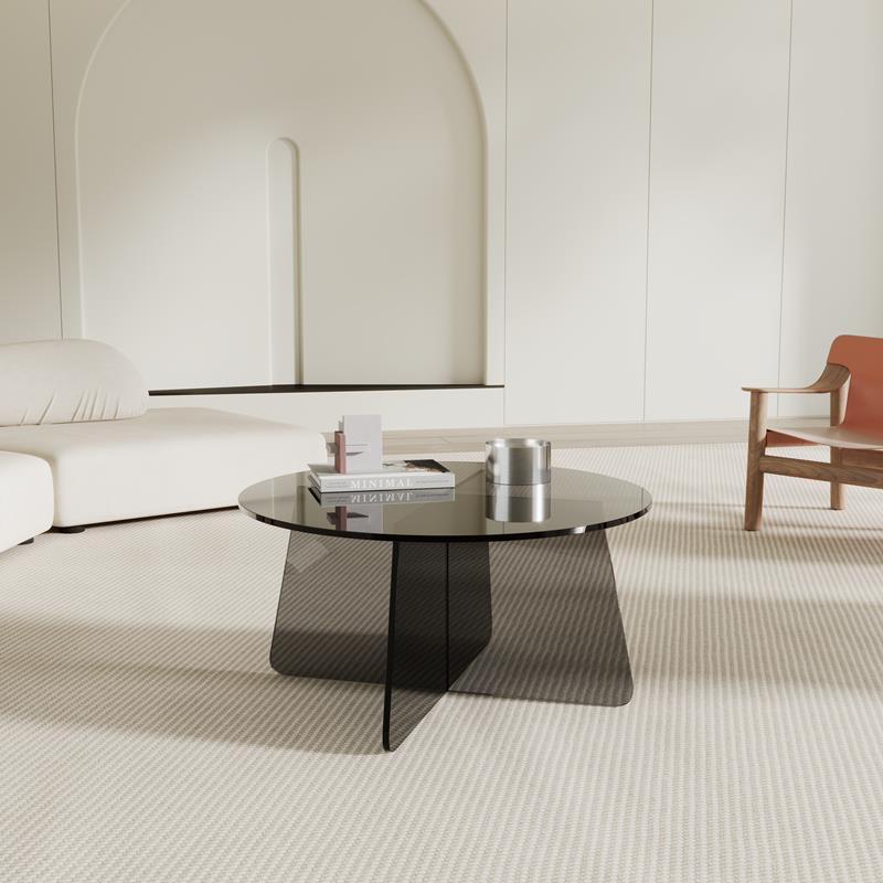 Contemporary Scandinavian Acrylic Round Coffee Table With Stable Base For Living Room