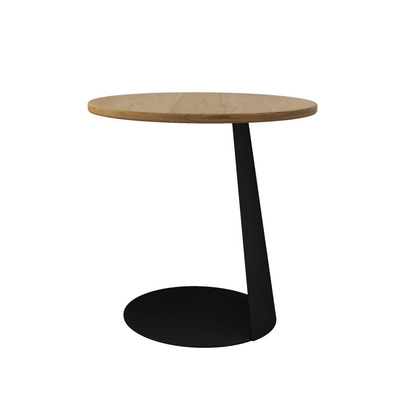 Contemporary Creative Carbon Steel Ash Wood Round Side Table 1 Tier For Living Room