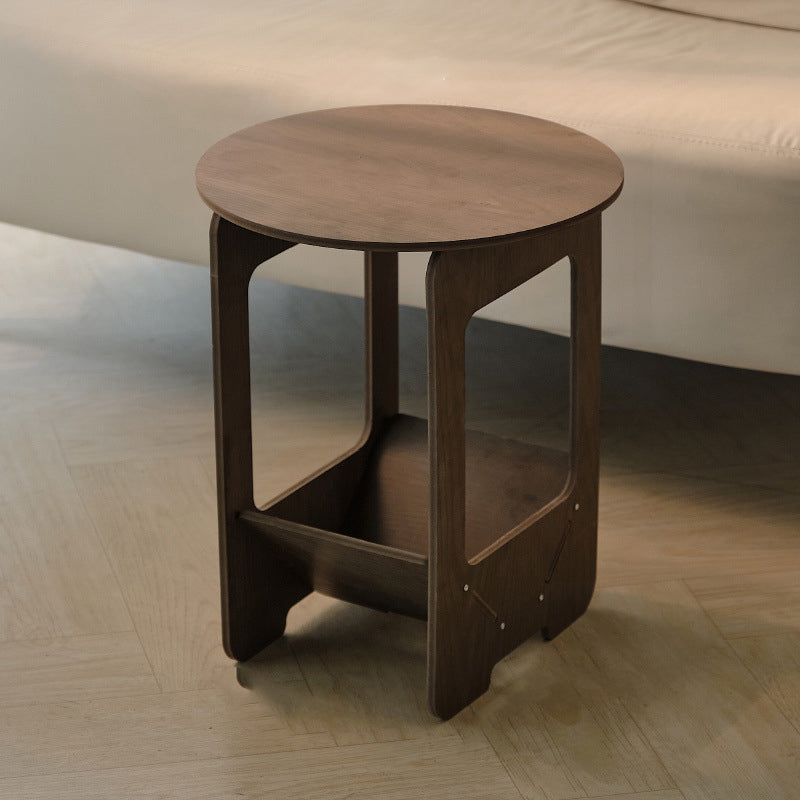 Traditional Vintage Engineered Wood Round Square Coffee Table With 2 Tiers For Living Room