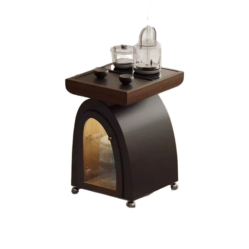 Traditional French Solid Wood Plywood Stone Glass Movable Curved Coffee Table With 1-Tier For Living Room