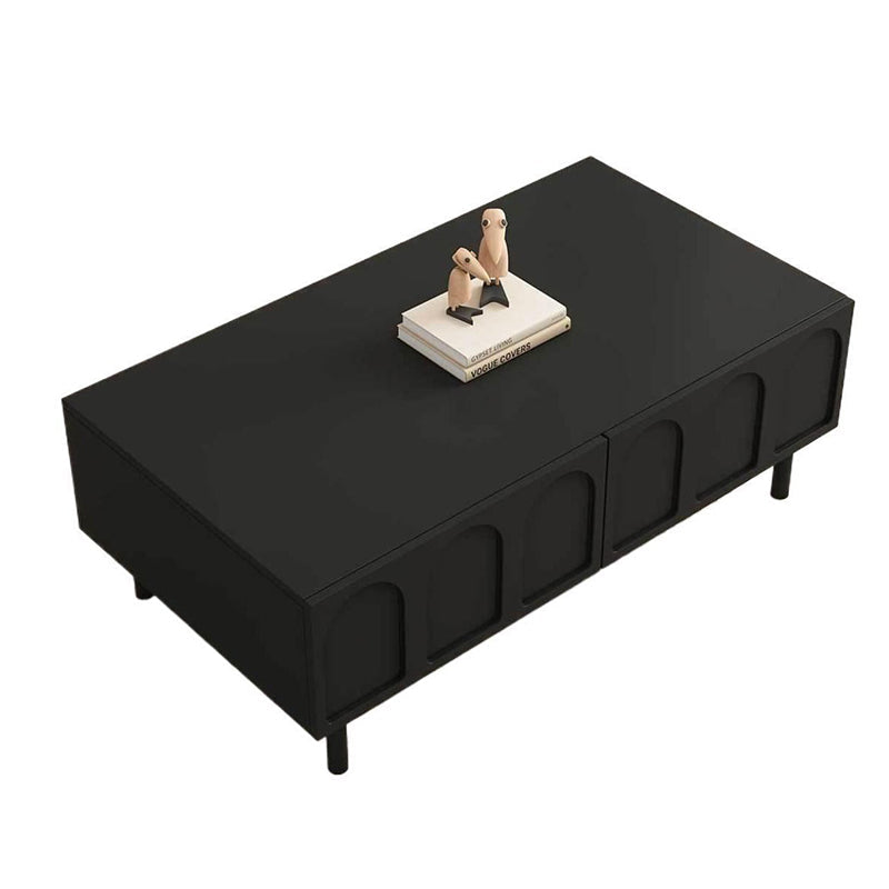 Traditional French Engineered Wood Glass Arch Rectangular Coffee Table With 2 Drawers For Living Room