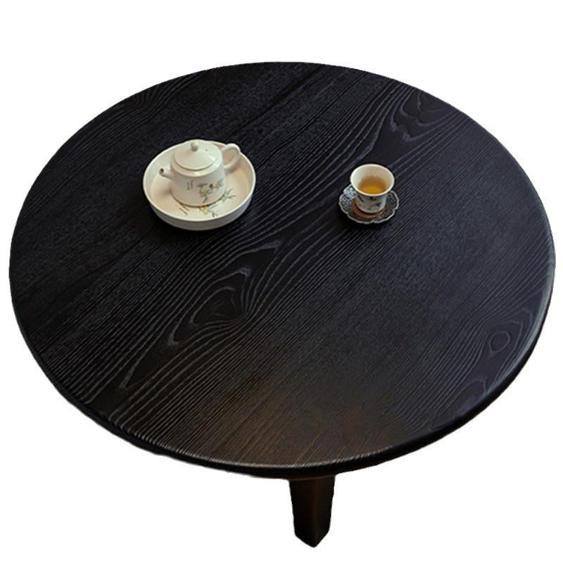 Traditional Japanese Ash Wood Round Coffee Table 1-Tier For Living Room