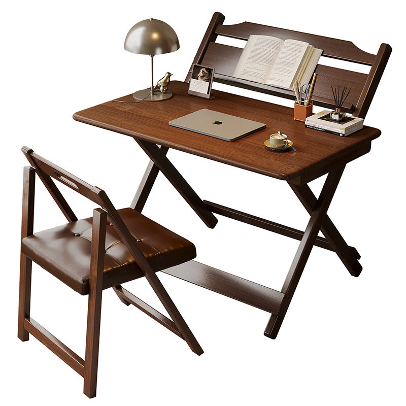 Traditional Vintage Bamboo Rounded Rectangle Desk 1-Tier For Bedroom