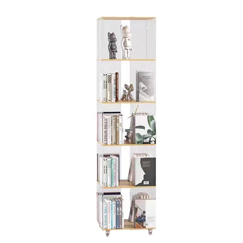 Modern Minimalist Acrylic Solid Wood Square Bookshelf 3/4/5/6-Tier For Living Room