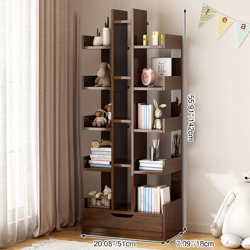 Traditional Vintage Engineered Wood Rectangular Right-Angle Storage Shelf 15 Tier For Living Room