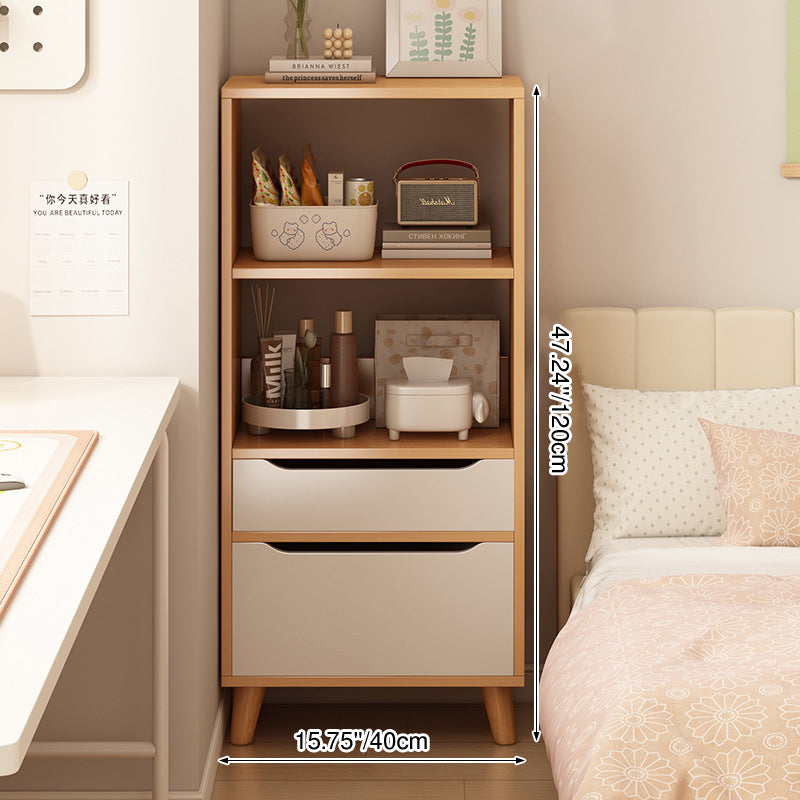 Contemporary Scandinavian Engineered Wood Cylindrical Rectangular Storage Shelf With 2 Drawers For Living Room
