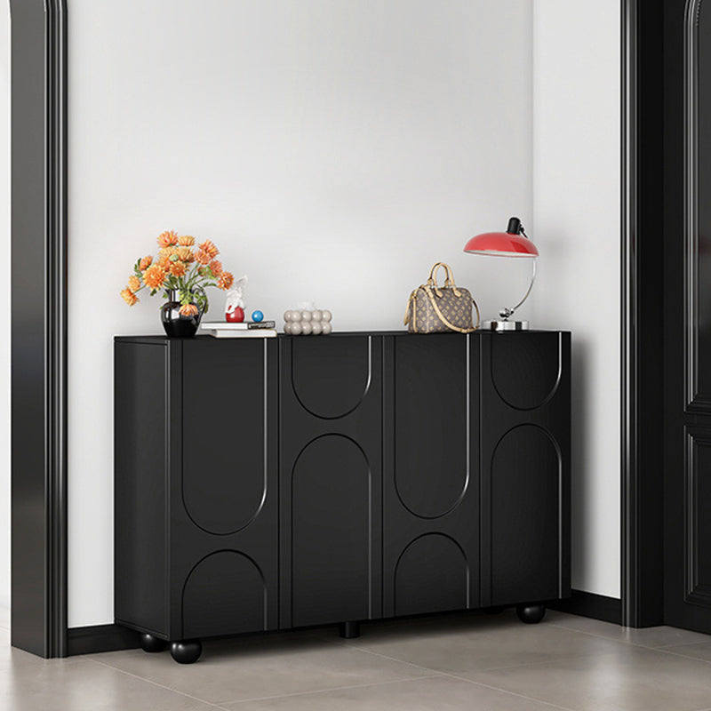 Traditional French Engineered Wood Curved Ball Accent Rectangular Shoe Storage 4-Storages For Living Room