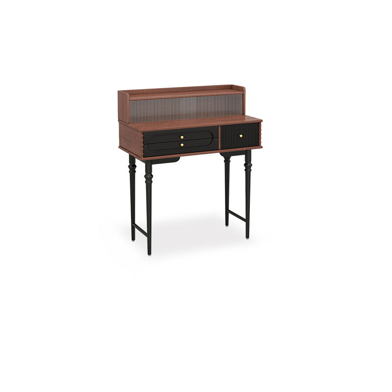 Traditional French Plywood Cylindrical Rectangular Makeup Vanity 3-Drawer For Bedroom