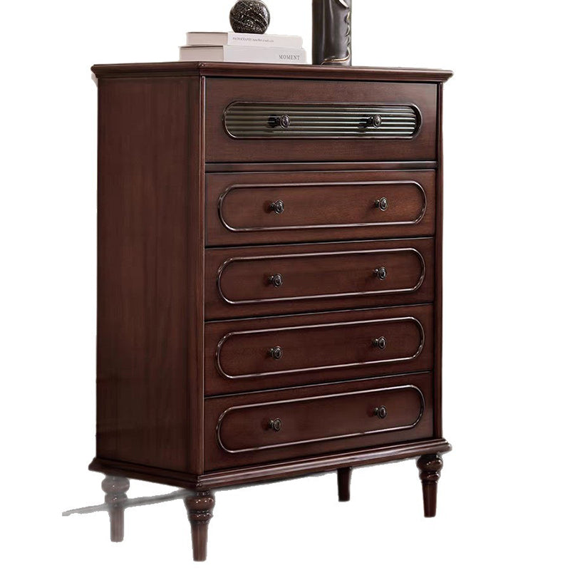 Traditional French Mahogany Rounded Rectangle Storage Cabinet With 5 Drawers For Living Room