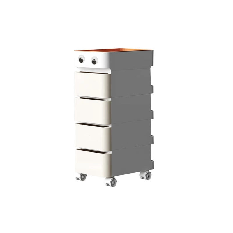 Modern Minimalist Rectangular ABS Movable Universal Wheel Side Table 1/2/3/4-Drawer For Living Room