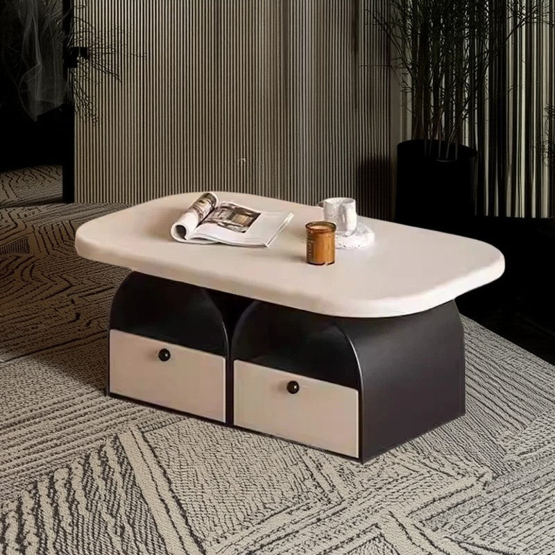 Modern Art Deco Eyeglasses Solid Wood Plywood Rubberwood & MDF Coffee Table 4-Drawer For Living Room
