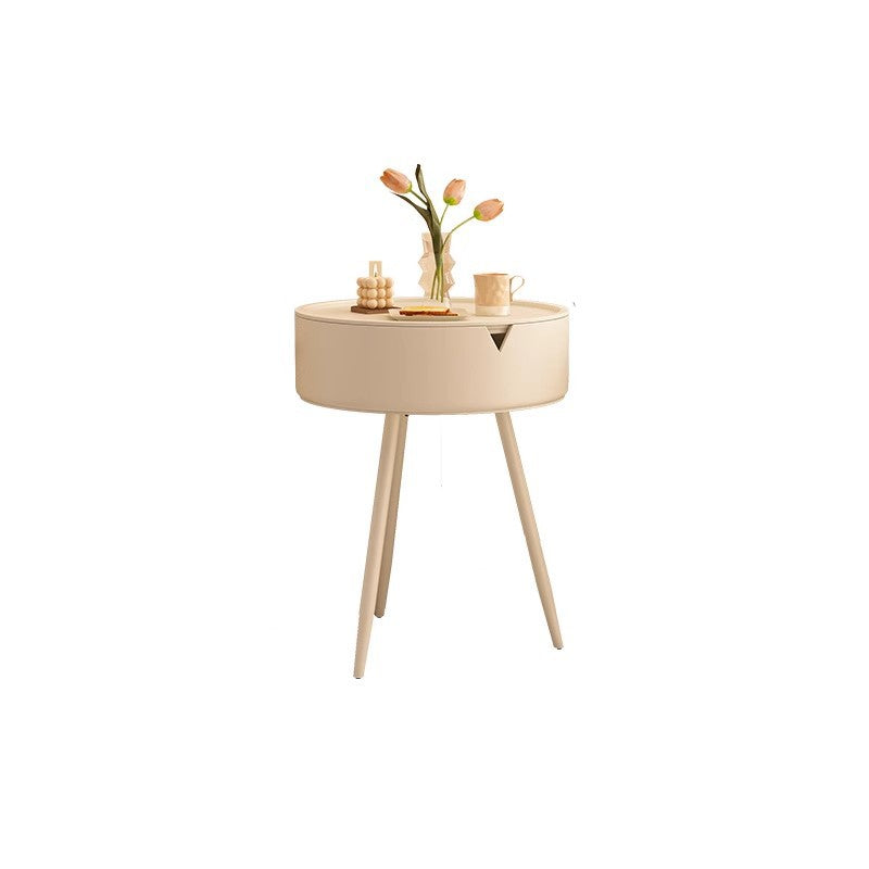 Modern Minimalist Round PP Iron Hidden Storage End Table 1-Tier For Living Room