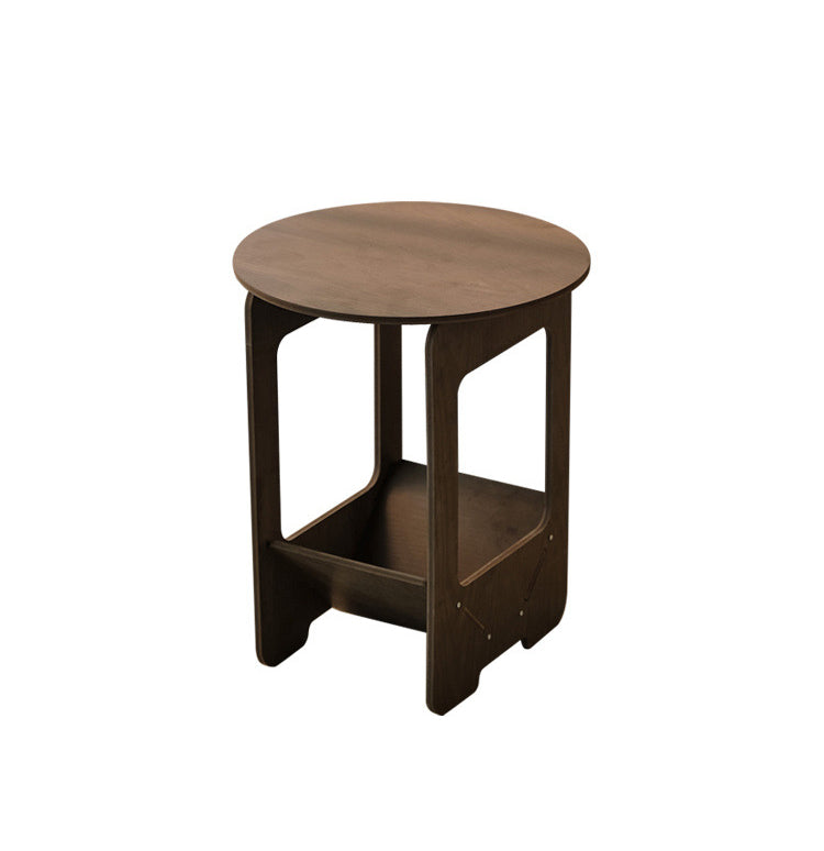Modern Simplicity Round Wood-Plastic Composites Side Table 2-Tier For Living Room