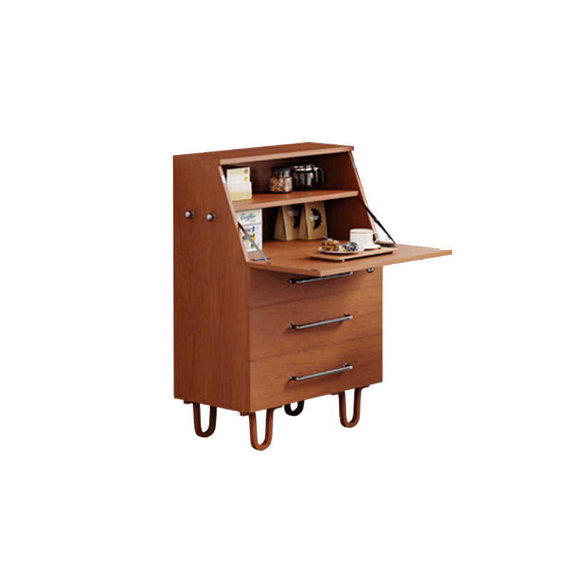 Contemporary Retro Rectangular Large Capacity Ash Wood Plywood Storage Cabinet 3-Drawer For Living Room