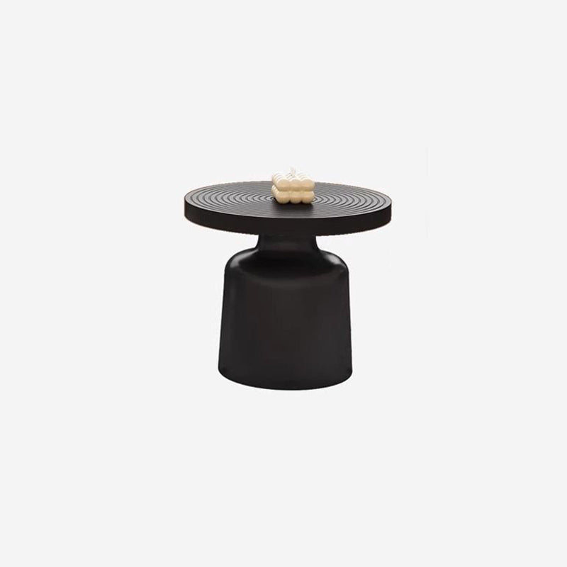 Contemporary Nordic Vortex Pattern Round MDF Carbon Steel Coffee Table Set 1-Tier For Living Room