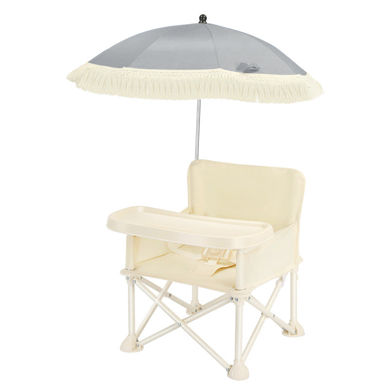 Modern Minimalist Oxford Fabric Square Kids Dining Chair Foldable High Chair With Backrest Armrests Tray For Garden & Restaurant