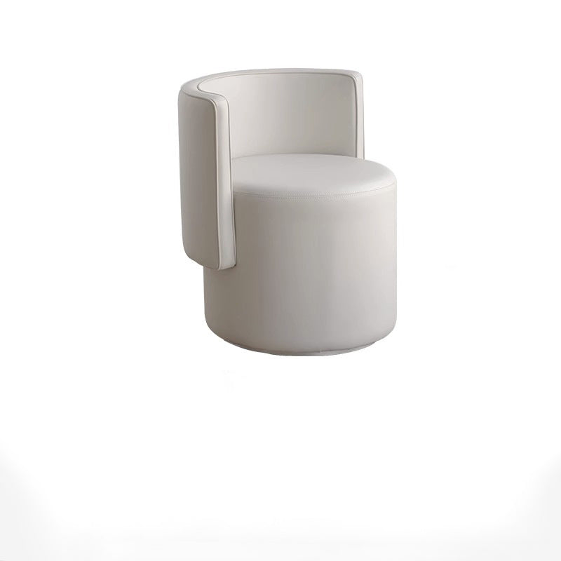 Modern Minimalist Swivel Cylindrical Microfiber Leather Aluminum Alloy Wood Vanity Stool Backrest Armless For Bedroom