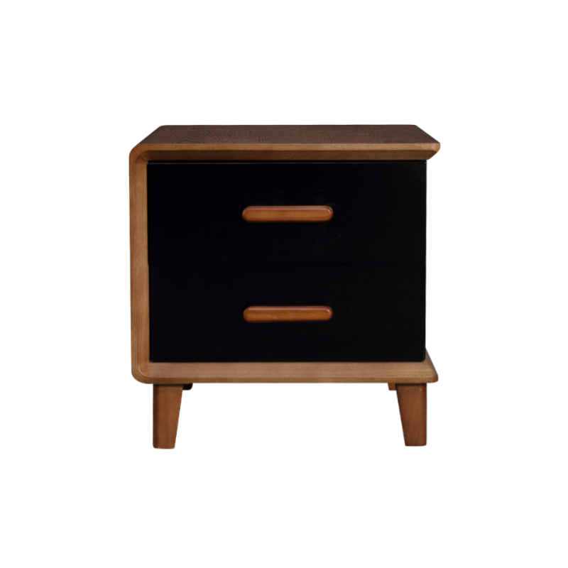 Vintage Classic Walnut Bedside Table - High-Texture Craftsmanship Nightstand 2-Drawer For Bedroom & Living Room