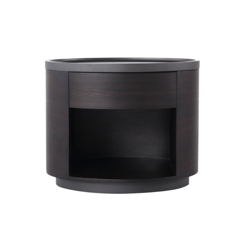 Sophisticated Vintage Baked Paint Nightstand - Wood Veneer Dual Storage Design 1-Drawer Bedside Table For Bedroom & Living Room