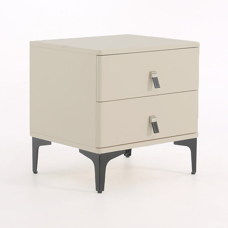 Modern Minimalist Elegant 2 Drawers Nightstand - Soft Rounded Edges Bedside Table For Bedroom