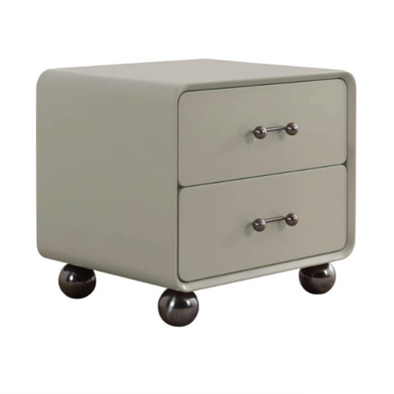 Contemporary Creative Soft Corners Metal Pulls Bedside Table - 2 Drawer Ball Legs Nightstand For Bedroom