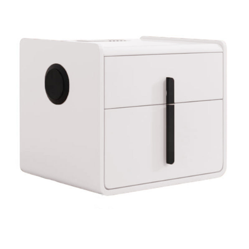 Contemporary Creative Smart Wireless Charger Bedside Table - 2 Drawers Square Nightstand For Bedroom