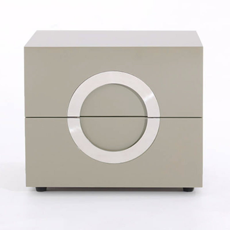 Modern Minimalist Circle Handle Nightstand - Eco MDF 2 Drawers Bedside Table For Bedroom