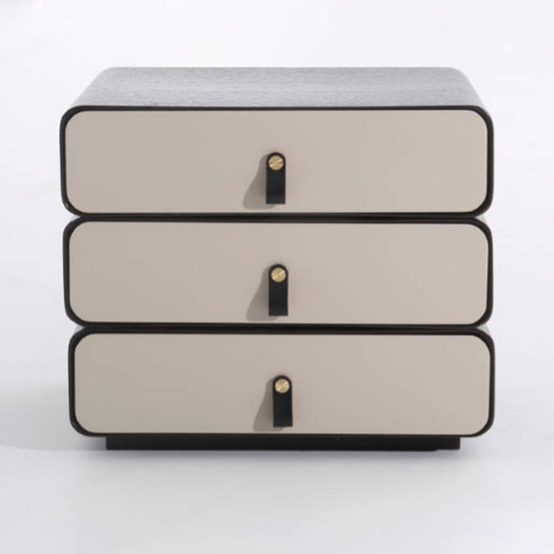 Contemporary Creative Solid Wood Multilayer Board Bedside Cabinet - 3 Drawers Rotating Nightstand For Bedroom