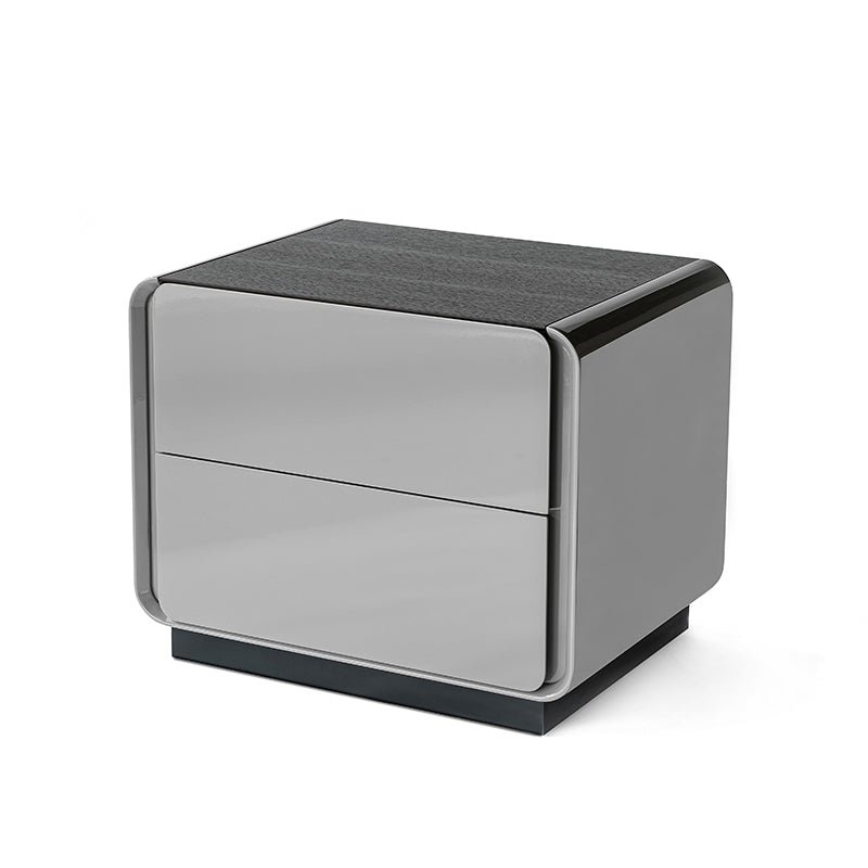 Contemporary Rounded Corners Solid Multilayer Wood Bedside Table - 2 Drawers Nightstand For Bedroom
