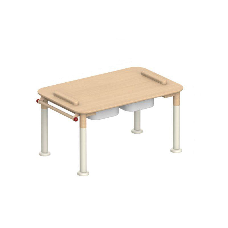 Minimalist Beech Wood Kids Play Table - Adjustable Height & Rounded Edge Safety Design Desk For Study