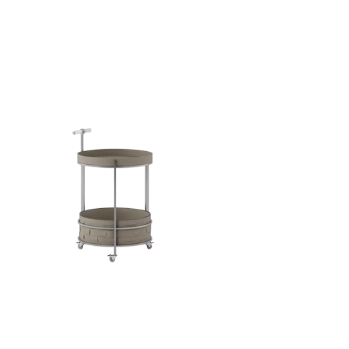 Rolling Round Faux Saddle Leather Acrylic Side Table - Vintage Dual-Layer Storage Trolley With Stainless Steel Frame For Living Room