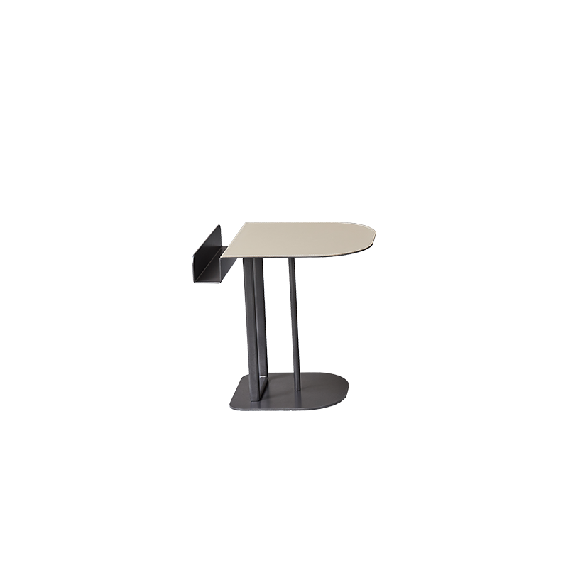 Semi-Round Narrow Faux Saddle Leather Side Table - Luxury Space-Saving End Table For Urban Living