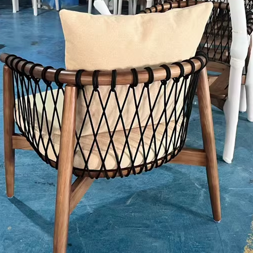 Modern Minimalist Square Rectangular Ash Wood Cotton-linen Accent Chair Backrest Armrest For Living Room