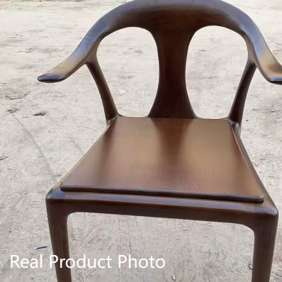 Traditional Vintage Square Toona Wood Rubberwood Ash Wood Manchurian Ash PU Leather Dining Chair Curved Backrest For Living Room