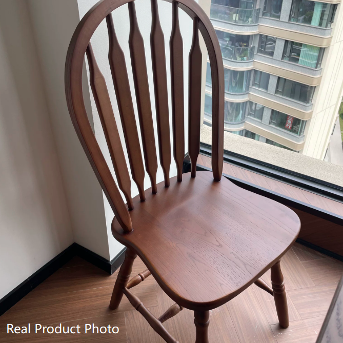 Modern Mid-Century Square Chinese Toon Wood Dining Chair Spindle Backrest For Dining Room