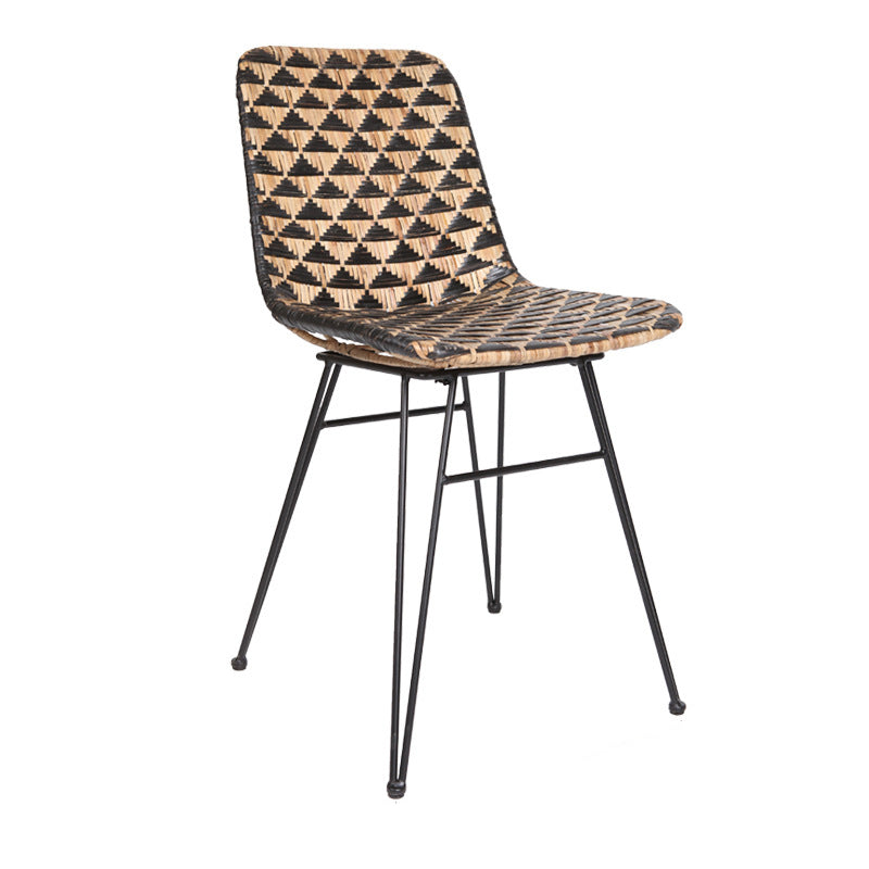 Bohemian Geometric Rattan Dining Chair - Lightweight Hand-Woven Rattan Chair For Dining Room & Kitchen